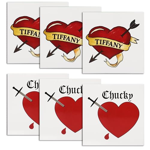 Bride and Tiffany Heart Temporary Tattoos Halloween Costume Stickers