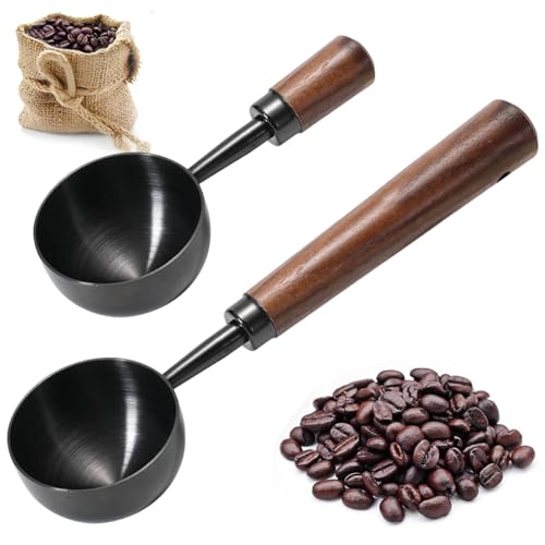 2 PCS Vintage Coffee Measuring Scoop - 30ml Stainless Steel, Black Titanium