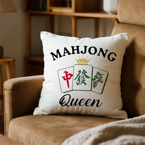 Mahjong Queen Throw Pillow Cover - 18x26 Velvet Cushion Case (Mahjong-01)