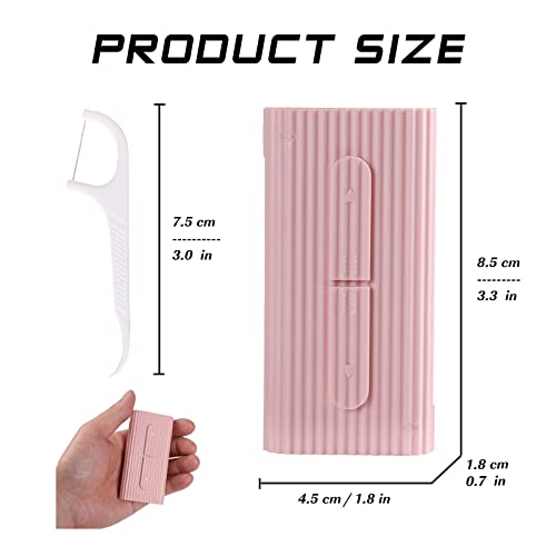 Twogemy Automatic Dental Floss Dispenser Case with 60 Refill Picks Pink
