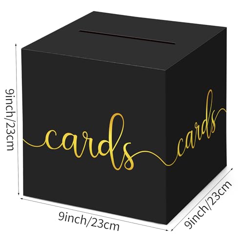 Adecortalk 9'' Black Wedding Card Box with Gold Foil Design