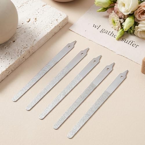 Exircy 4-Piece Stainless Steel Diamond Nail Files Set with Pointed Tip