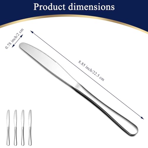 Berglander Stainless Steel Dinner Knives - 4-Piece Set for Dining