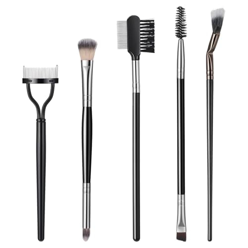 Jxiwfvl 5-Piece Eyebrow Brush and Eyelash Comb Set with Spoolie and Fan Brushes