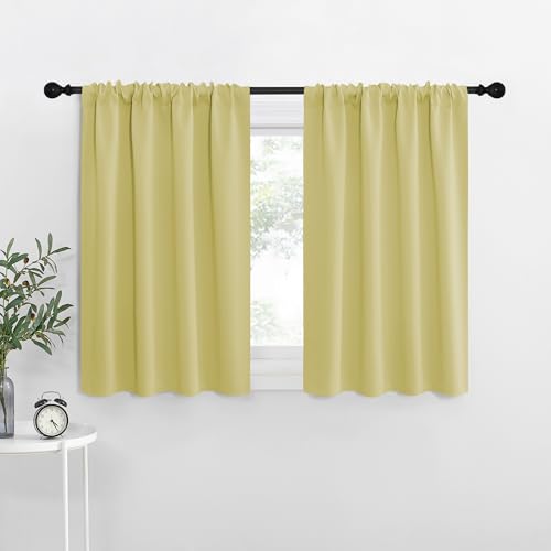 NICETOWN Paler Yellow Blackout Curtains 34" x 30" - Set of 2 for Kitchen & Nursery