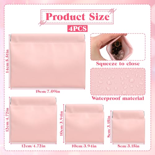 Larrel PU Leather Snap Small Pouches 4-Pack Pink Travel Purse Organizers