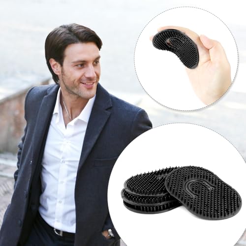 Tenalleys Pocket Palm Hair Brush & Beard Comb 4 Pcs Finger Loop Scalp Massager