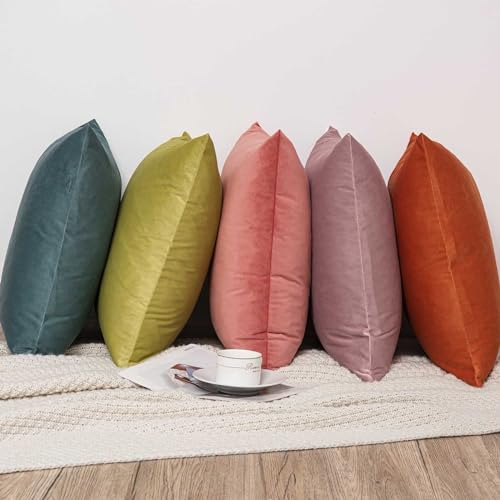 Burnt Orange Velvet Pillow Covers Set of 2 - 14x14 Inch