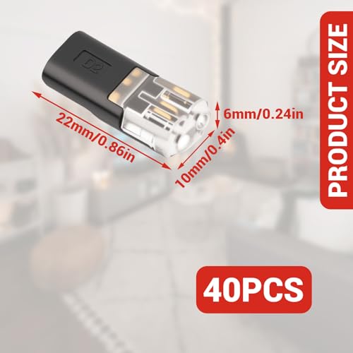 40-Pack Low Voltage 2-Pin Wire Connectors for LED Strips