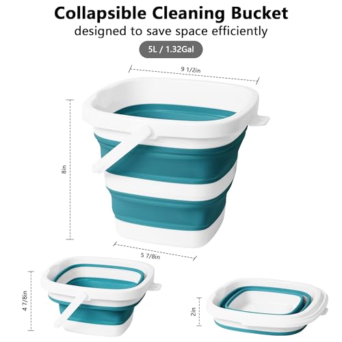 Tiawudi Teal Blue Collapsible Bucket - 1.32 Gallon Portable Mop Tub