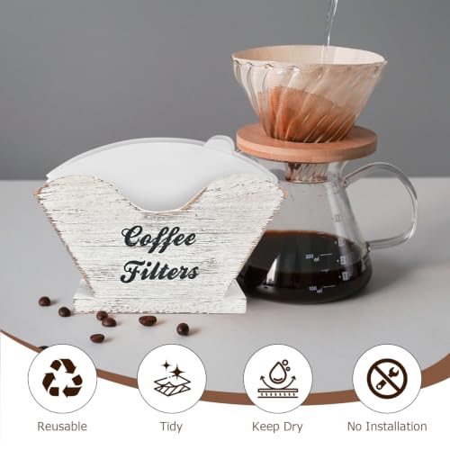 Rustic Wood #4 Coffee Filter Holder - Farmhouse Countertop Organizer