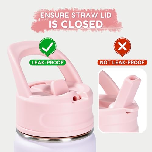 Fijinhom 12oz Kids Water Bottle with Straw - Leak-Proof Stainless Steel