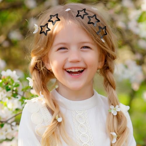Gjinxi 12PCS Metal Star Snap Hair Clips 1.6 Inch Y2K Hair Barrettes