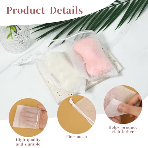 Giantree 20 Pcs Mesh Soap Bags with Drawstring - Exfoliating Soap Pouch Saver for Shower and Bath (10.3 x 9.7 cm)