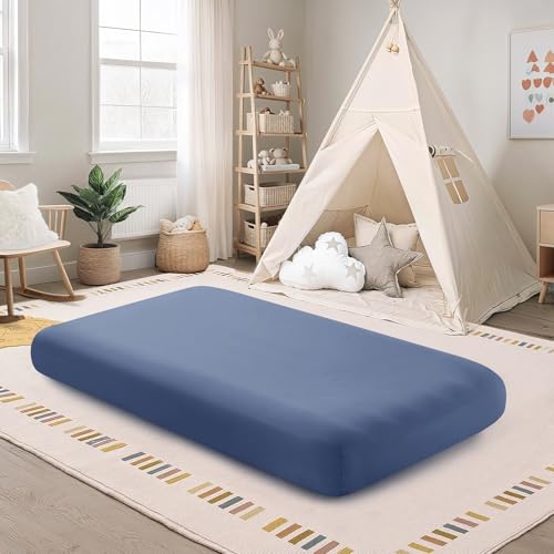 Dusty Blue Kids Air Mattress Fitted Sheet, 34.5x62x7 Inch