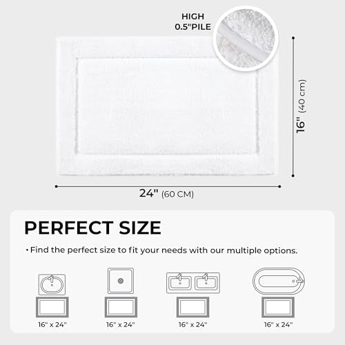 GRANNY SAYS White Bathroom Rug, 24" x 16" Plush Bath Mat