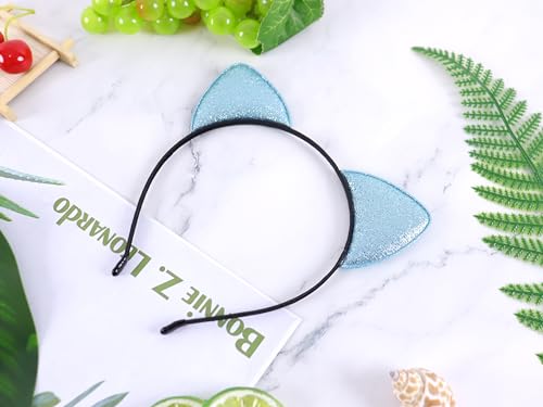 Starry Cat Ears Headband Blue Glitter Hair Accessory for Cosplay