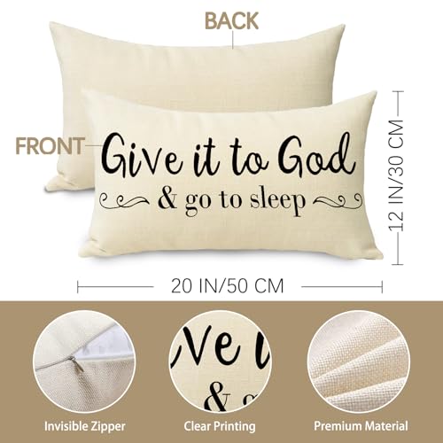 Give It to God and Go to Sleep Lumbar Pillow Cover, 12x20 Cotton Linen