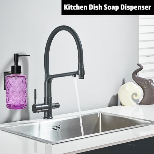 Purple Glass Soap Dispenser - 11oz Wall-Mounted Shampoo Bottle