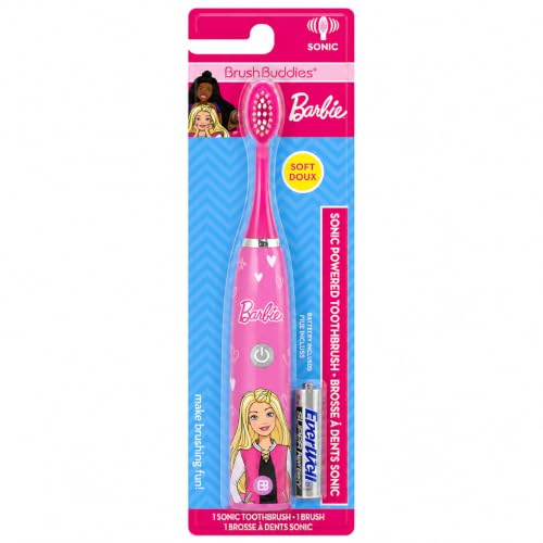Brush Buddies Barbie Electric Toothbrush for Kids, Soft Bristles & Sonic Power