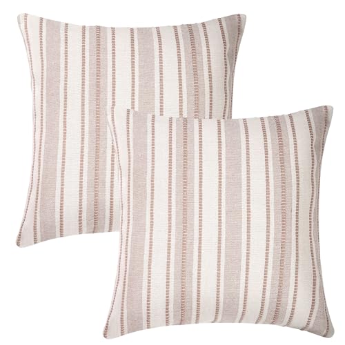 Boho Pillow Covers Set of 2 - Khaki 20x20 Decorative Throw Pillows