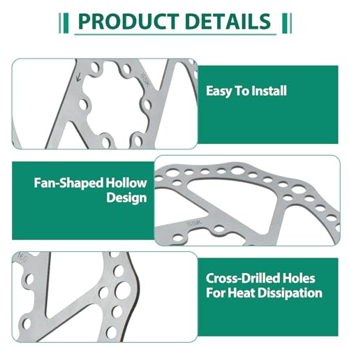 160mm Bike Disc Brake Rotor, Stainless Steel Bicycle Rotors with Anti-Slip 6 Bolts Fit for Road Bike Mountain Bike BMX
