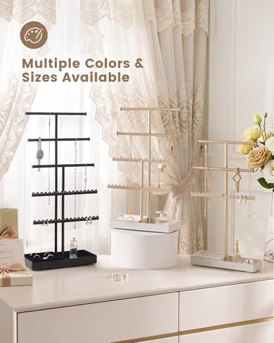 Gold 3-Tier Jewelry Organizer Stand - Metal Jewelry Holder for Necklaces, Earrings, Bracelets, Rings