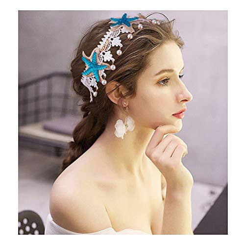 PH PandaHall Mermaid Hairbands and Starfish Necklace Boho Wedding Lace Headband