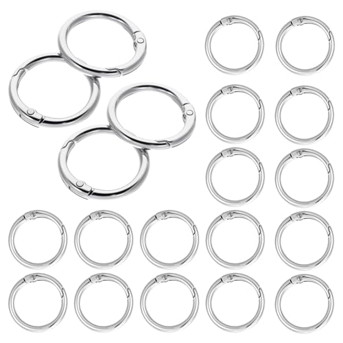 20pcs 1 Inch Round Spring O Rings Round,Meta Carabiner Clip Snap,Alloy Purse Clip Keychain Ring for Keyrings Buckle,Bags,Purses