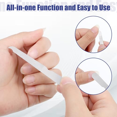 Zelphvt 12 Pcs Metal Nail Files - 3.6 Inch Stainless Steel Fingernail Files with Cleaner Tip