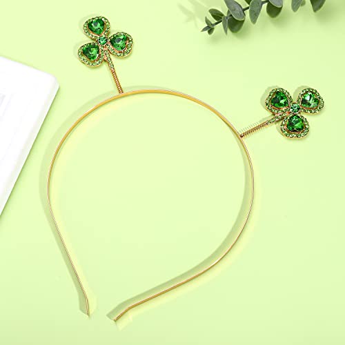 St. Patrick's Day Green Rhinestone Shamrock Headband Lucky Hair Hoop