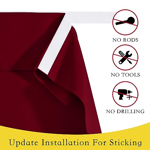 NICETOWN Burgundy French Door Curtain, 26"W x 40"L Blackout Window Panel