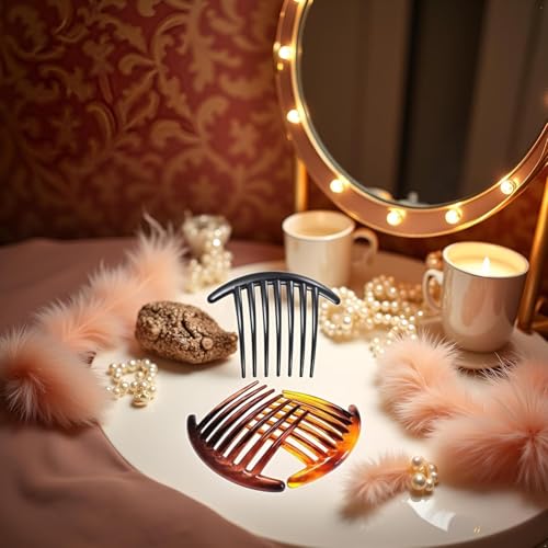 Senyango 4-Pack French Hair Side Combs, 7-Tooth Twist Hair Clips for Women