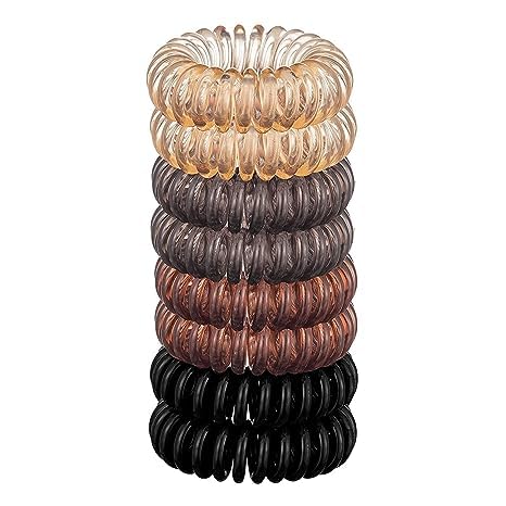 Jowxsx 8-Piece Spiral Hair Ties Waterproof Phone Cord Ponytail Holders