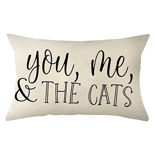 Farmhouse Cat Pillow Cover 12x20 Inch - You Me and The Cats
