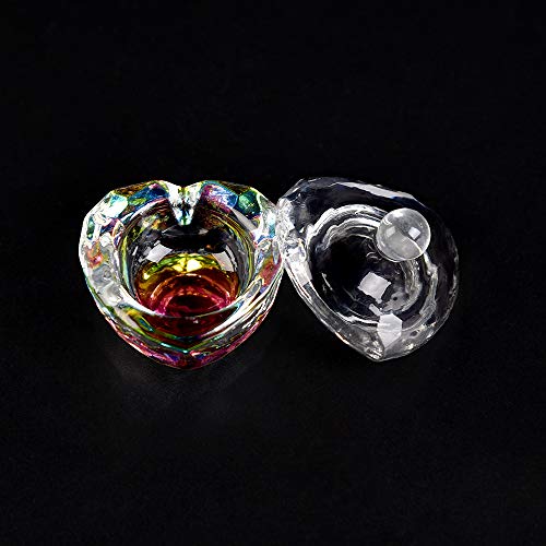 Glass Nail Dappen Dish with Lid Heart Shape Acrylic Liquid Powder Cup