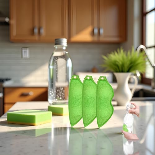 Sluswallow Multipurpose Bean-Shaped Bottle Cleaning Sponges - 3 Pack, Heat Resistant & Reusable