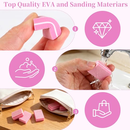 Mini Nail Buffer Blocks 45 Pack - 100/180 Grit Pink Sponge Files