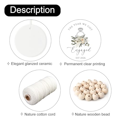 First Christmas Engaged Ornament 2026 - Wedding Keepsake Ceramic Decoration - Variation of Engaged Ornament 2026