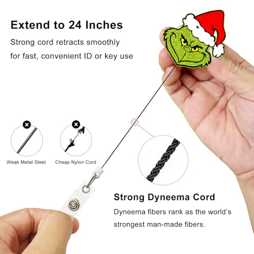 Funny Christmas Badge Reel Santa Glitter Retractable ID Holder for Nurses Teachers Office Staff Variation of THIS listing