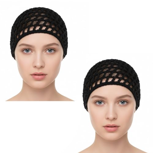 Sibba 2-Pack Stretchy Mesh Hair Wrap Caps for Curly Hair