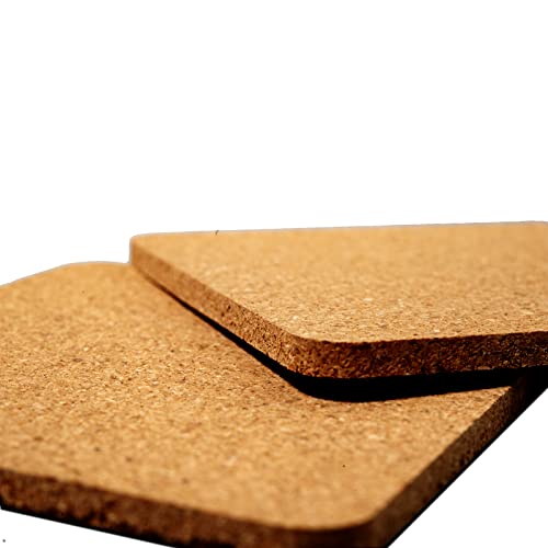 2-Pack Absorbent Cork Coasters - Non-Slip Square 3.9-Inch for Drinks