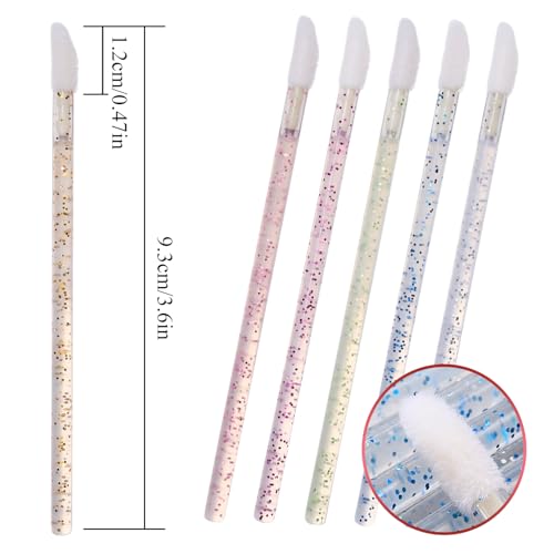 CAIYA 50 Pack Disposable Lip Brushes Crystal Wand Makeup Applicators Pink
