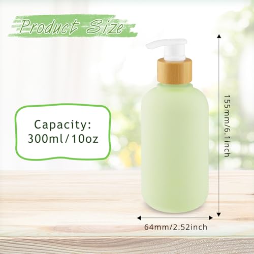3 Pcs 300ml Green Soap Dispenser Set - Refillable Plastic Pump Bottles