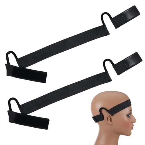 Bremorou 2 Pcs Wig Band with Ear Cutouts for Lace Front, Black