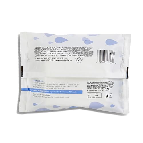 365 by Whole Foods Market Makeup Remover Cleansing Towelettes Fragrance Free 30 Count