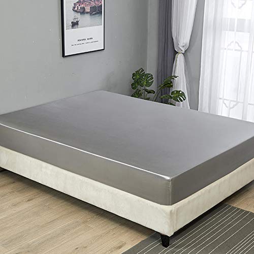 Luxury Satin Fitted Sheet – Soft Silky Bed Sheet for Twin Size (Grey)
