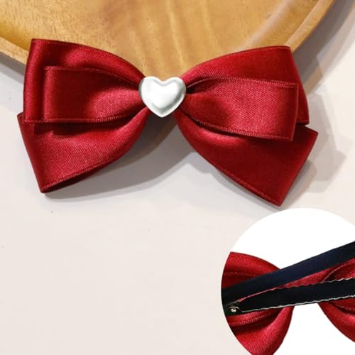 AddLotLot 4 PCS Fabric Bow Hair Clips Black & Red Hair Barrettes