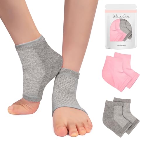 MelodySusie Moisturizing Gel Heel Socks for Cracked Heels, 2 Pairs