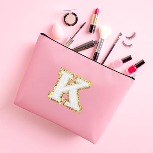 Mxrymvu Personalized Initial Makeup Bag Oxford Cloth Cosmetic Pouch Letter K